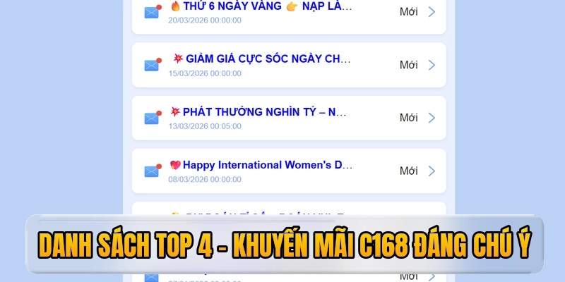 Danh sách top 4 khuyến mãi C168 đáng chú ý